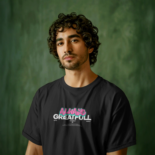 Always Greatful - Black Oversized Tshirt