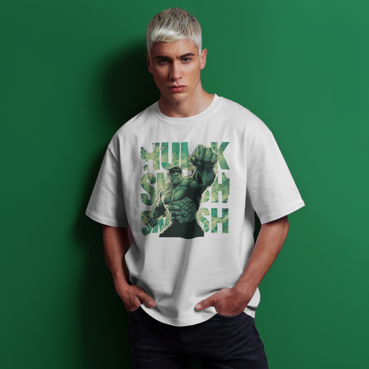Hulk Smash - White Oversized Tshirt