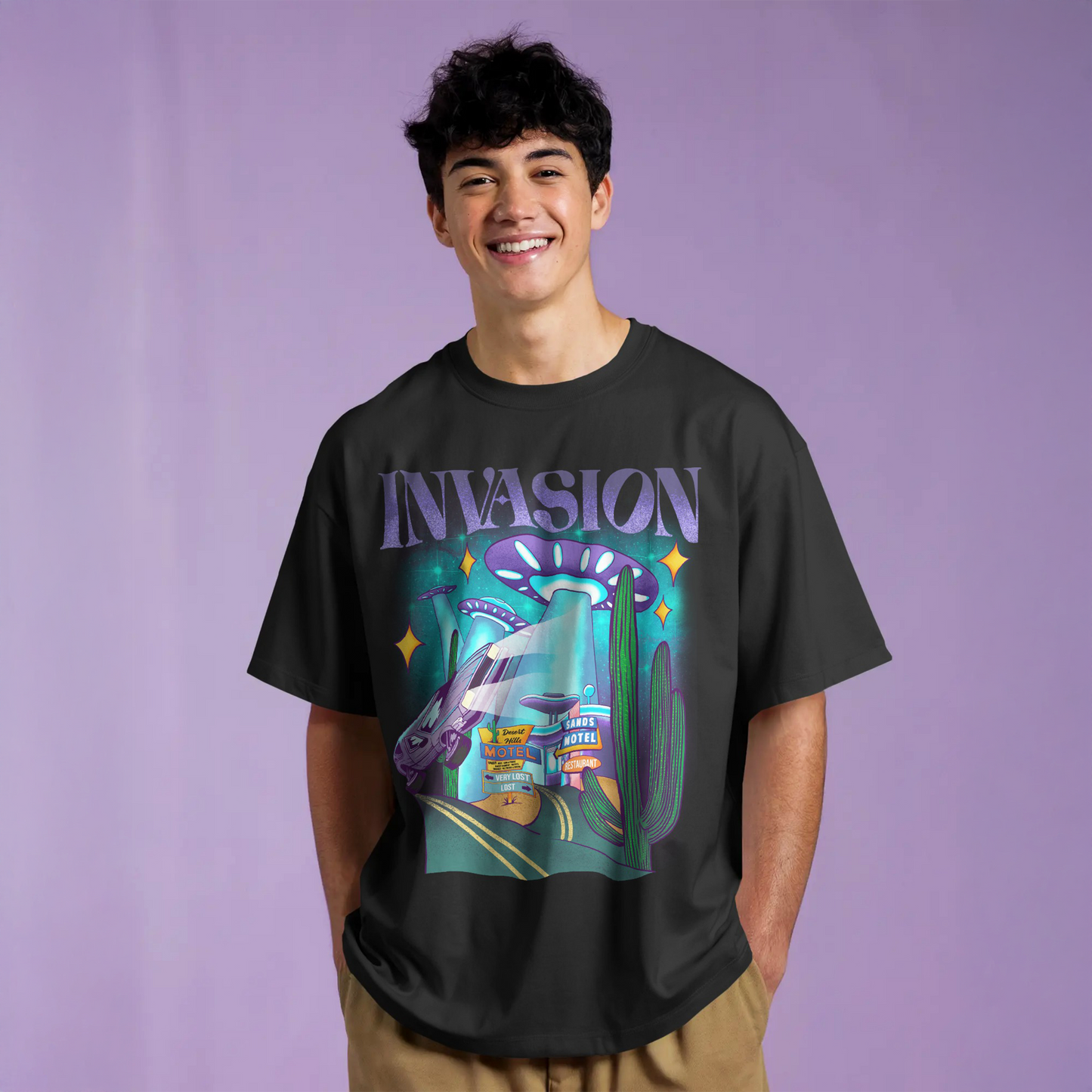 Invasion - Black Oversized Tshirt