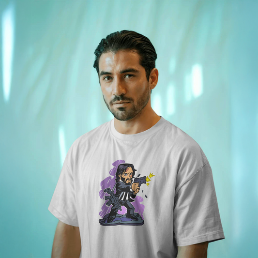 John Wick - White Oversized Tshirt