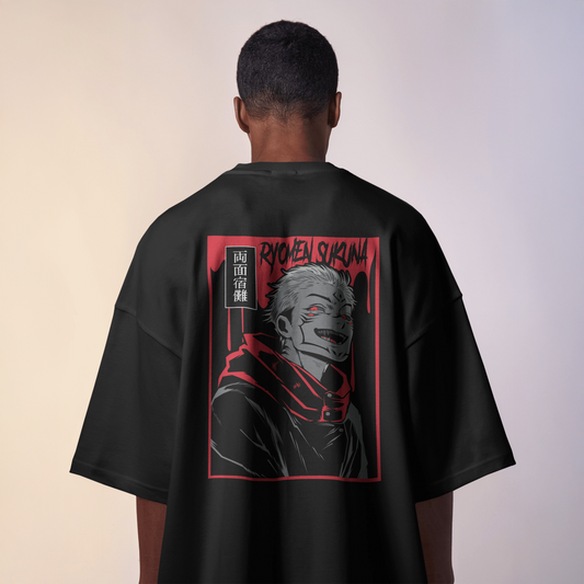 Ryomen Sukuna Anime - Black Oversized Tshirt