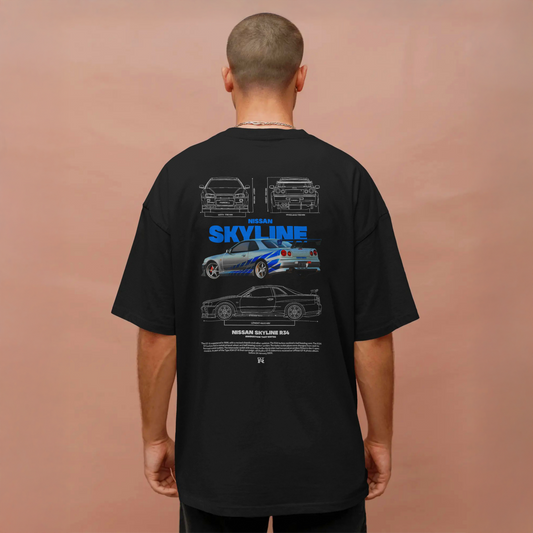 Skyline R34 - Black Oversized Tshirt