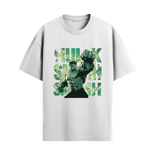 Hulk Smash - White Oversized Tshirt