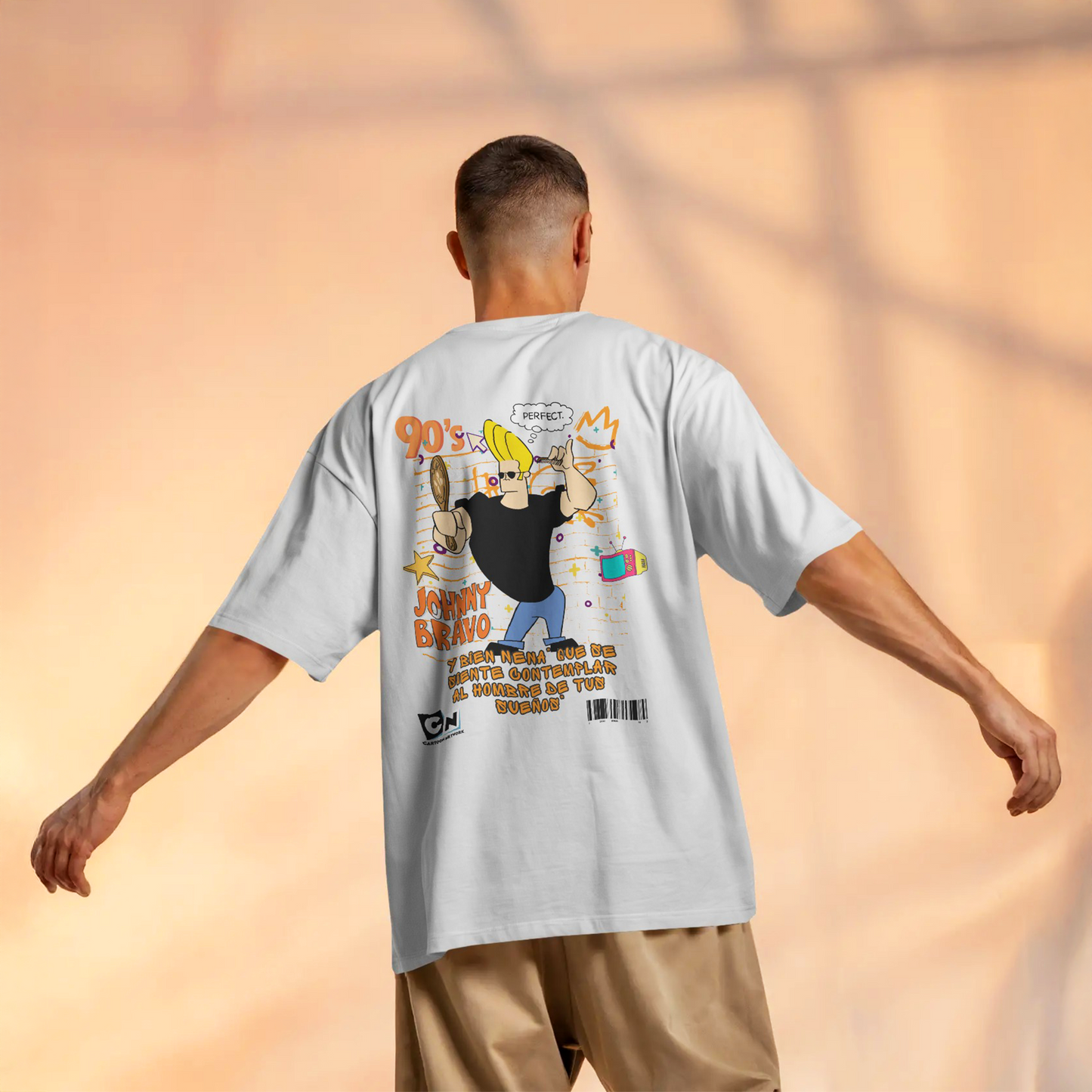 Johny Bravo - White Oversized Tshirt