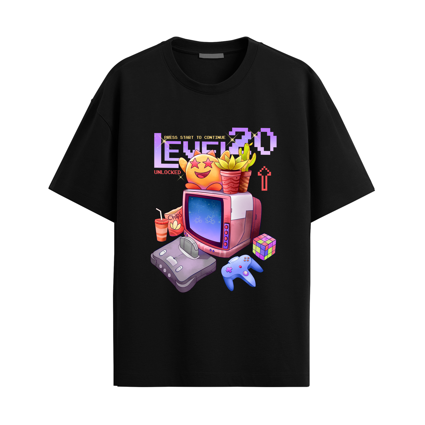 Level20 - Black Oversized Tshirt