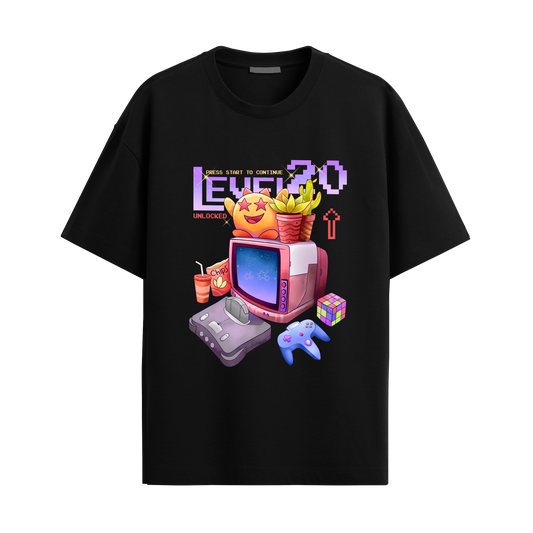 Level20 - Black Oversized Tshirt
