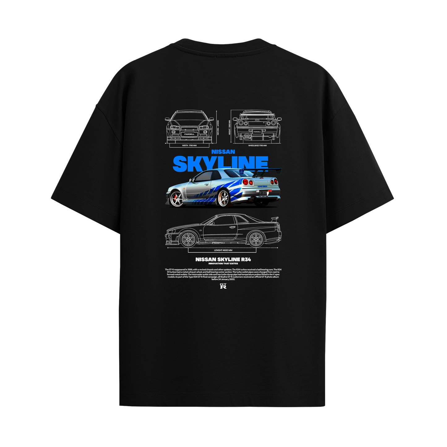 Skyline R34 - Black Oversized Tshirt