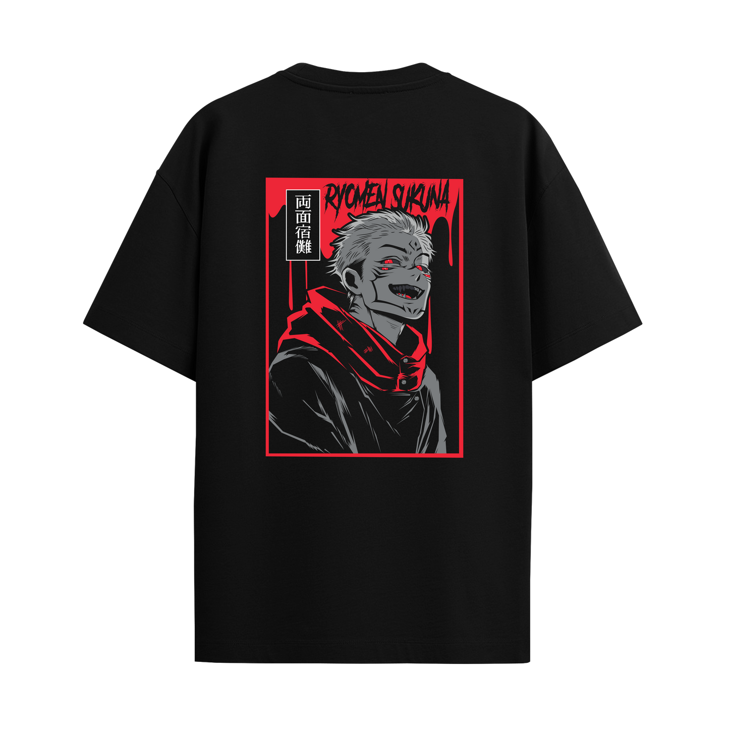 Ryomen Sukuna Anime - Black Oversized Tshirt